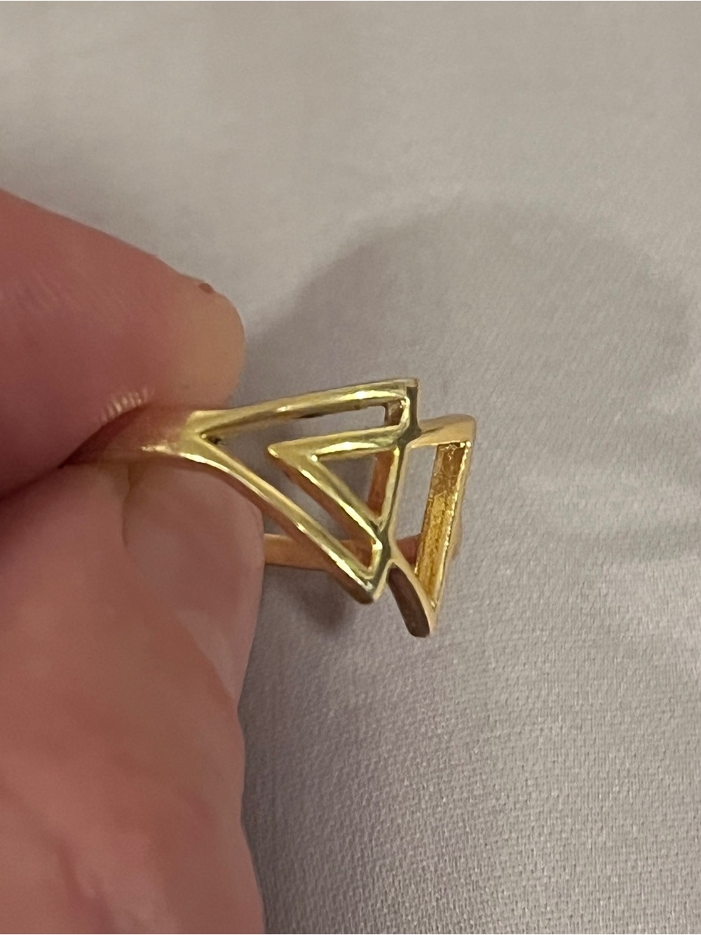 Gold Geometric Triangle Ring - Women Jewelry (size 6) - Picture 2 of 2